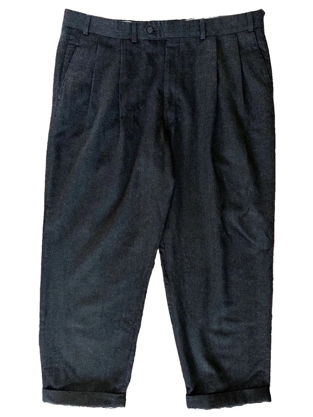 Chaps Ralph Lauren Gray Wool Pleated Trousers Made Canada Mens 36 x 27 VTG